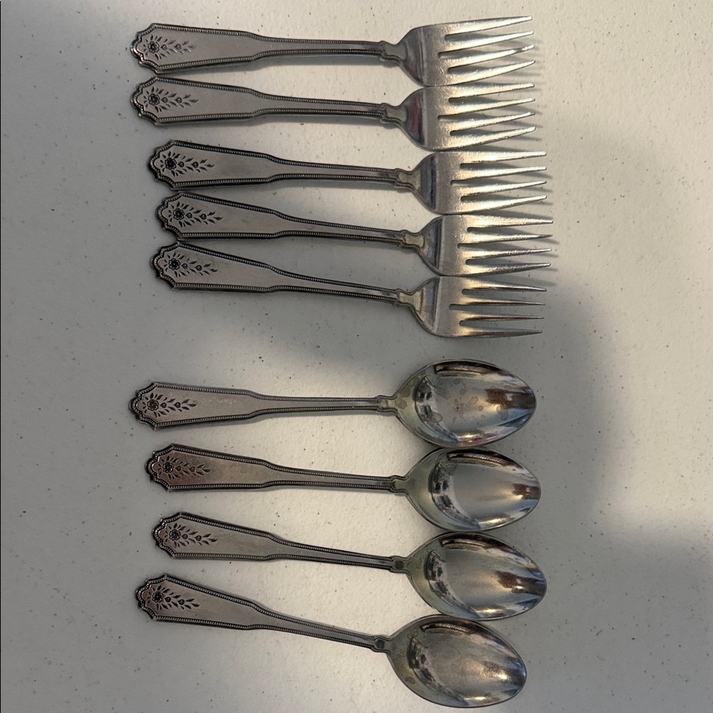 Roy Rogers Silver Floral-Handled Fork and Spoon Set